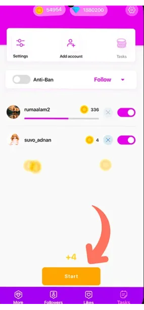 TopFollow uygulama ekran görüntüsü - takipçi paneli